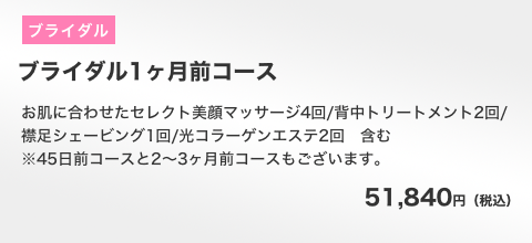 ブライダル一ヶ月前コース