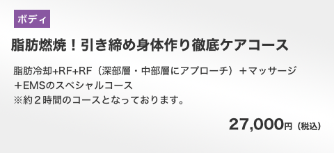 脂肪燃焼！引き締め身体作り徹底ケアコース