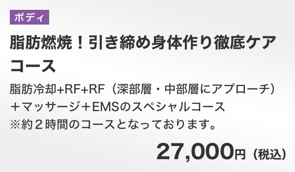 脂肪燃焼！引き締め身体作り徹底ケアコース